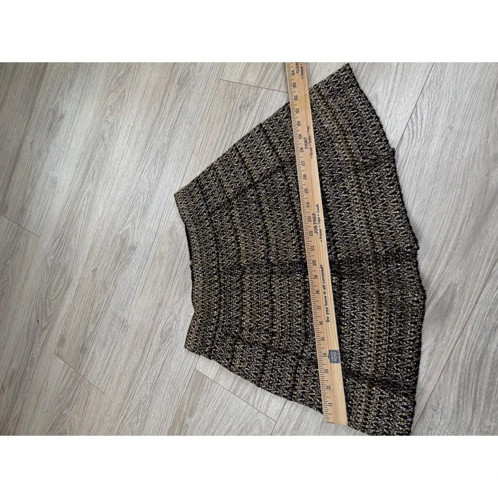 Petit Gateau Metallic Gold‎ Silver Chevron Mini Skirt XL Black Pleated 100ZL